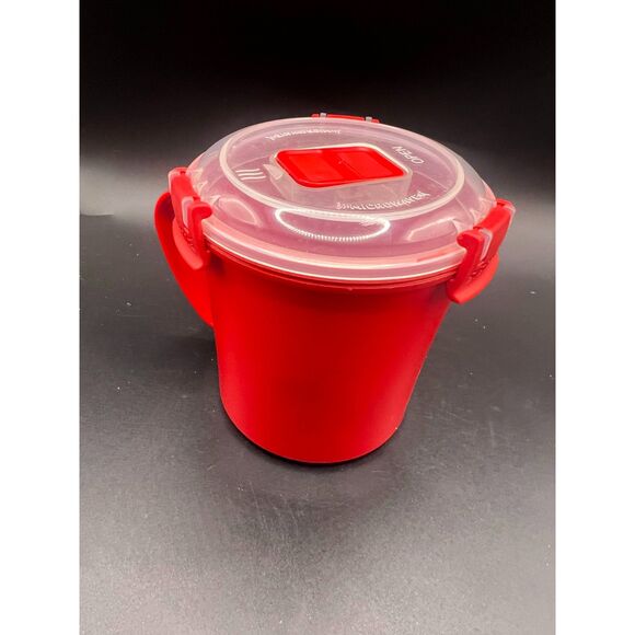 Red Sistema Microwavable Cookware Cup 22.18 Oz. BPA free And Lid With Vent - Picture 2 of 5